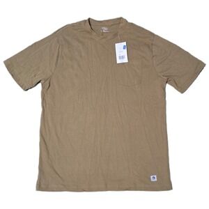 Ocean‎ Coast Men's Tan Pocket T Shirt Size LG 100% Cotton Crew Neck Casual (AH)